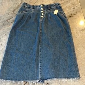 NWT Anthro Pilcro Button Fly Denim Pleated Skirt, 8